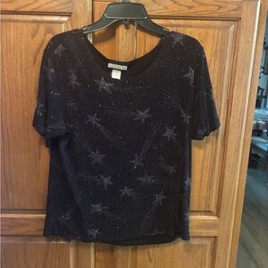 Notations Black shooting stars Short Sleeve Top size L
